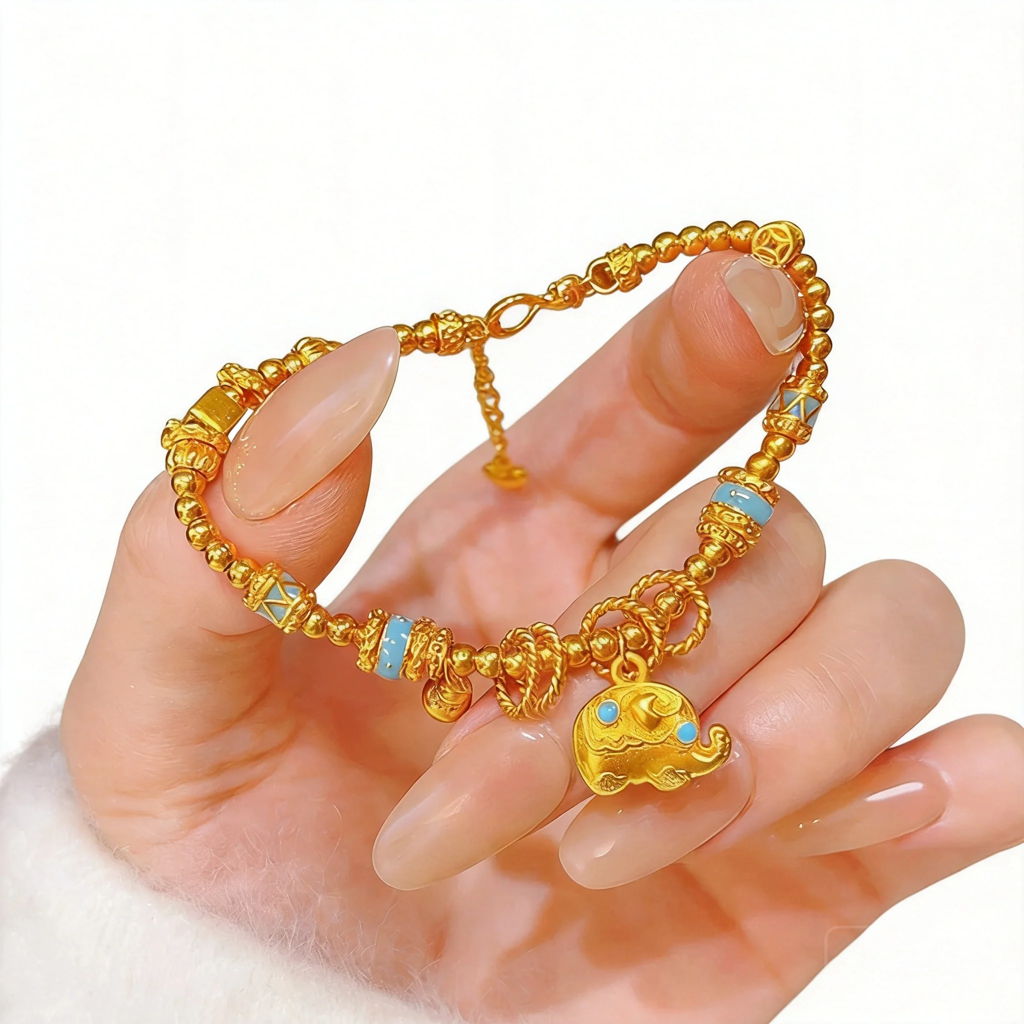 Chinese Style Lucky Sand Gold Plated Enamel Cute Elephant Charm Beaded Bracelet Traditional Oriental Fortune Blessing Adjustable
Chinese Style Lucky Sand Gold Plated Enamel Cute Elephant Charm Beaded Bracelet Traditional Oriental Fortune Blessing Adjustable