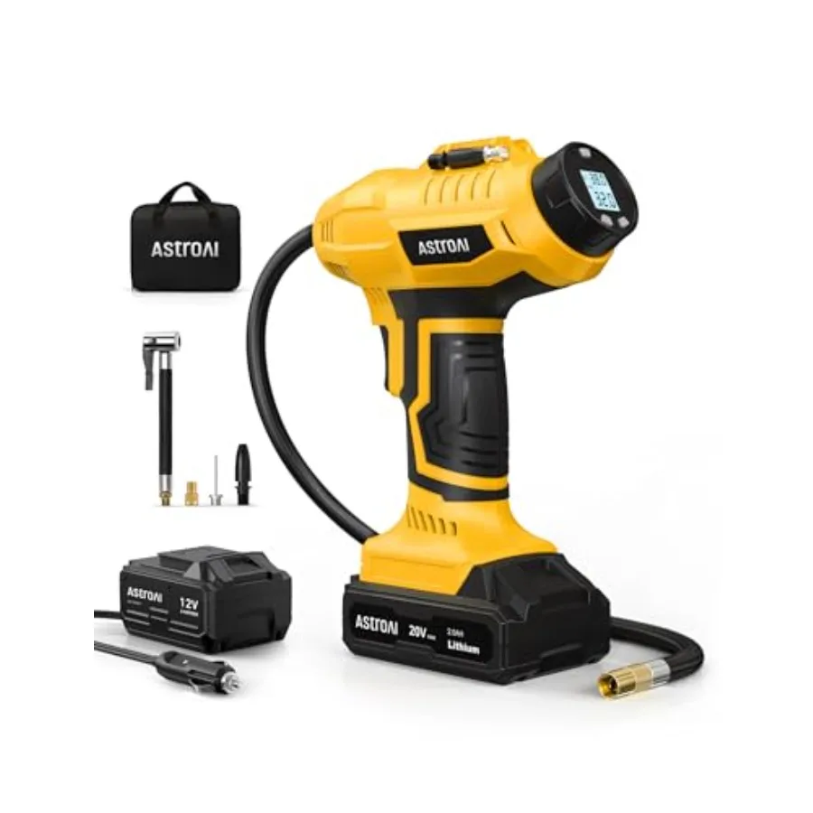 Cordless Tire Inflator Air Compressor 20V Rechargeable Battery Powe 160PSI Portable Air Pump with 12V Car Power Adapter Digital
Cordless Tire Inflator Air Compressor 20V Rechargeable Battery Powe 160PSI Portable Air Pump with 12V Car Power Adapter Digital