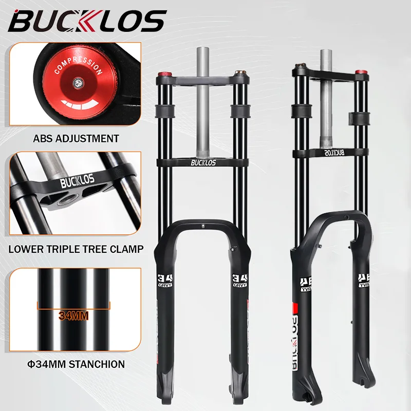 BUCKLOS 26*4.0 Snow Bike Fork Air Suspension Bicycle Fat Fork 4.0 Tire 9*135mm Mountain Bike Forks Double Shoulde Beach Forks
BUCKLOS 26*4.0 Snow Bike Fork Air Suspension Bicycle Fat Fork 4.0 Tire 9*135mm Mountain Bike Forks Double Shoulde Beach Forks