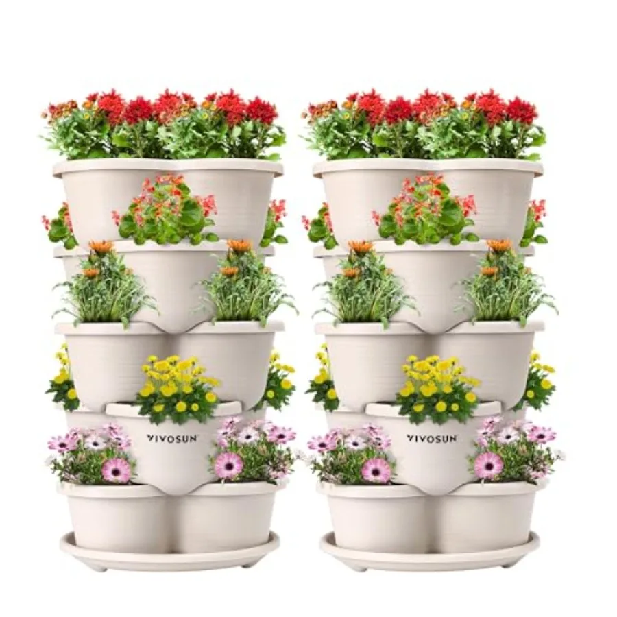 2-Pack 5 Tier Vertical Gardening Stackable Planter for Strawberries Flowers Herbs Vegetables in Ivory with Space-Saving Design
2-Pack 5 Tier Vertical Gardening Stackable Planter for Strawberries Flowers Herbs Vegetables in Ivory with Space-Saving Design