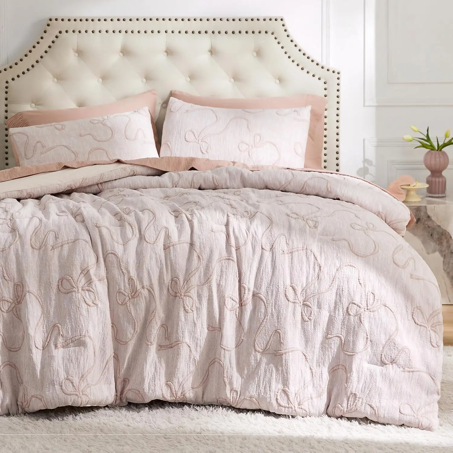 Twin/Twin XL Comforter Set for Girls with 3D Butterfly Bow Design, Pink Bedding Set with 1 Pillow Sham, 68x88 Inches
Twin/Twin XL Comforter Set for Girls with 3D Butterfly Bow Design, Pink Bedding Set with 1 Pillow Sham, 68x88 Inches