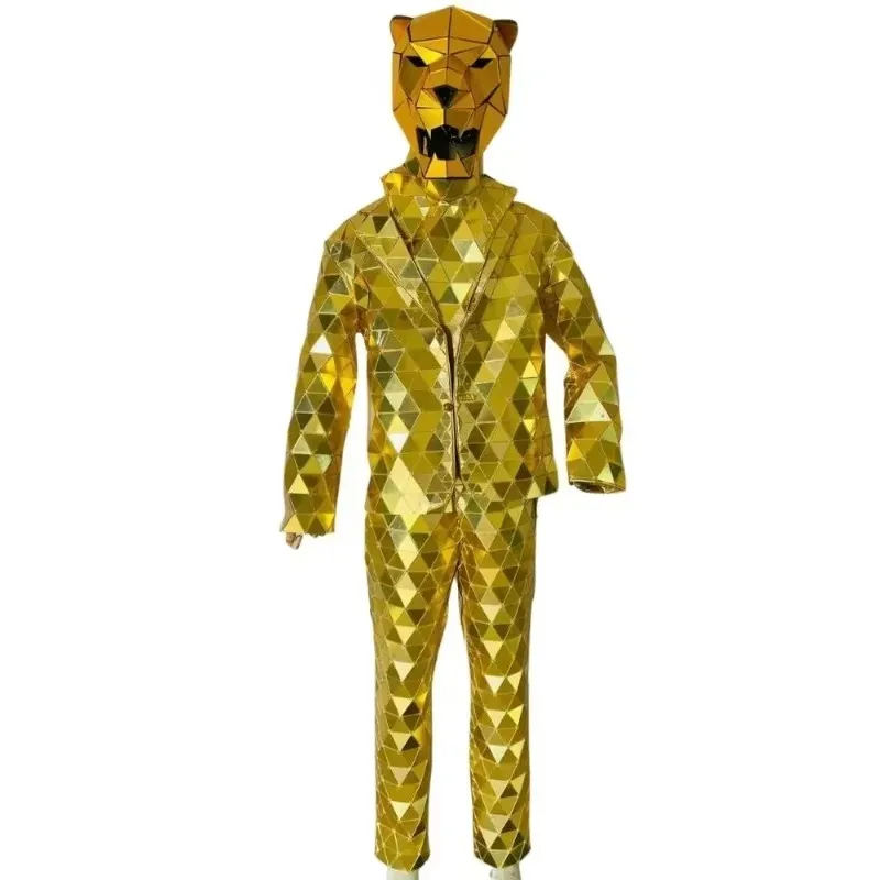Sliver Mirror Sequins with Lion Helmet for Disco Party DJ Adult Stage Street Costume Performance Halloween Cosplay Gold Clothing
Sliver Mirror Sequins with Lion Helmet for Disco Party DJ Adult Stage Street Costume Performance Halloween Cosplay Gold Clothing