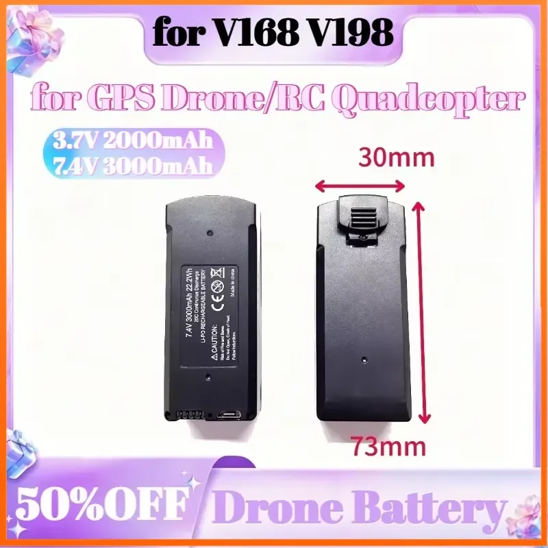 3.7V 2000mAh 7.4V 3000mAh for V168 V198 GPS Drone Battery V198 MAX PRO 8K Battery Packs Aircraft Battery Components
3.7V 2000mAh 7.4V 3000mAh for V168 V198 GPS Drone Battery V198 MAX PRO 8K Battery Packs Aircraft Battery Components