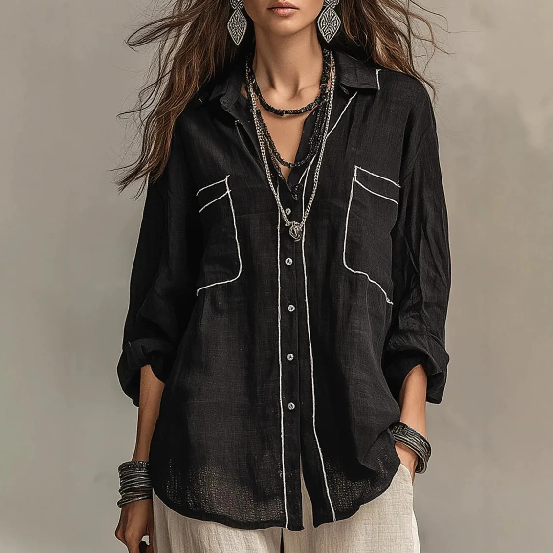 2026 European and American spring and summer new bright line shirt high sense loose and thin versatile lapel
2026 European and American spring and summer new bright line shirt high sense loose and thin versatile lapel