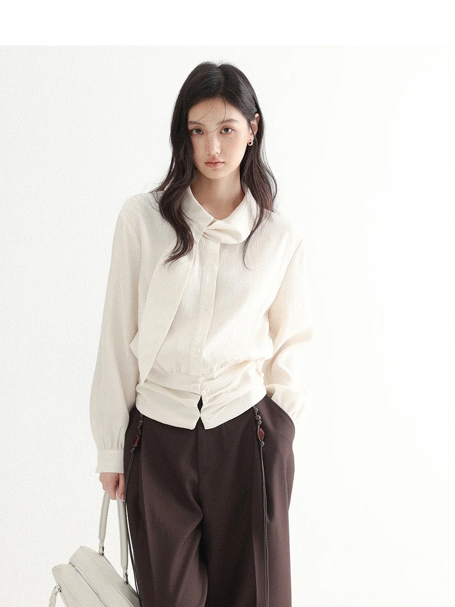 Женская приталенная рубашка CHACHASTU с длинным рукавом, ранневесенняя, с ленточным декором, модная, для повседневной носки, из полиэстера с добавлением волокон.
Женская приталенная рубашка CHACHASTU с длинным рукавом, ранневесенняя, с ленточным декором, модная, для повседневной носки, из полиэстера с добавлением волокон.