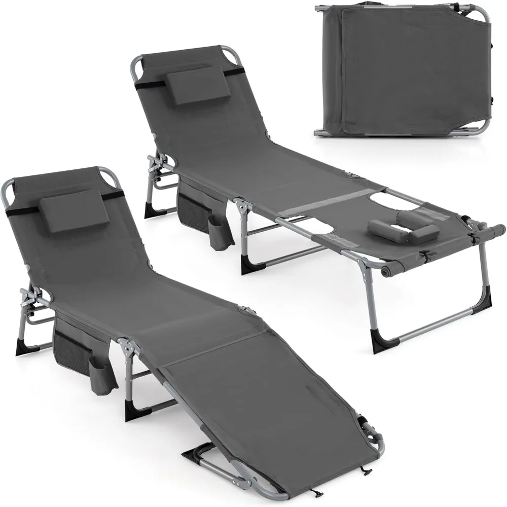Set of 2 Tanning Chair, 5-Position Adjustable Beach Chair with Face & Arm Hole, Hand/Shoulder Strap, Removable Pillow
Set of 2 Tanning Chair, 5-Position Adjustable Beach Chair with Face & Arm Hole, Hand/Shoulder Strap, Removable Pillow