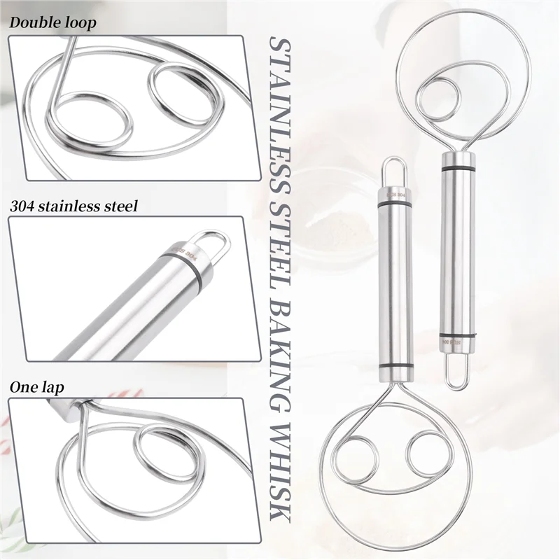 Danish Dough Whisk, 2 Pack Premium Stainless Steel Dutch Whisk, Large Hand Mixer Artisan Blender For Bread Pastry Pizzaabkw
Danish Dough Whisk, 2 Pack Premium Stainless Steel Dutch Whisk, Large Hand Mixer Artisan Blender For Bread Pastry Pizzaabkw
