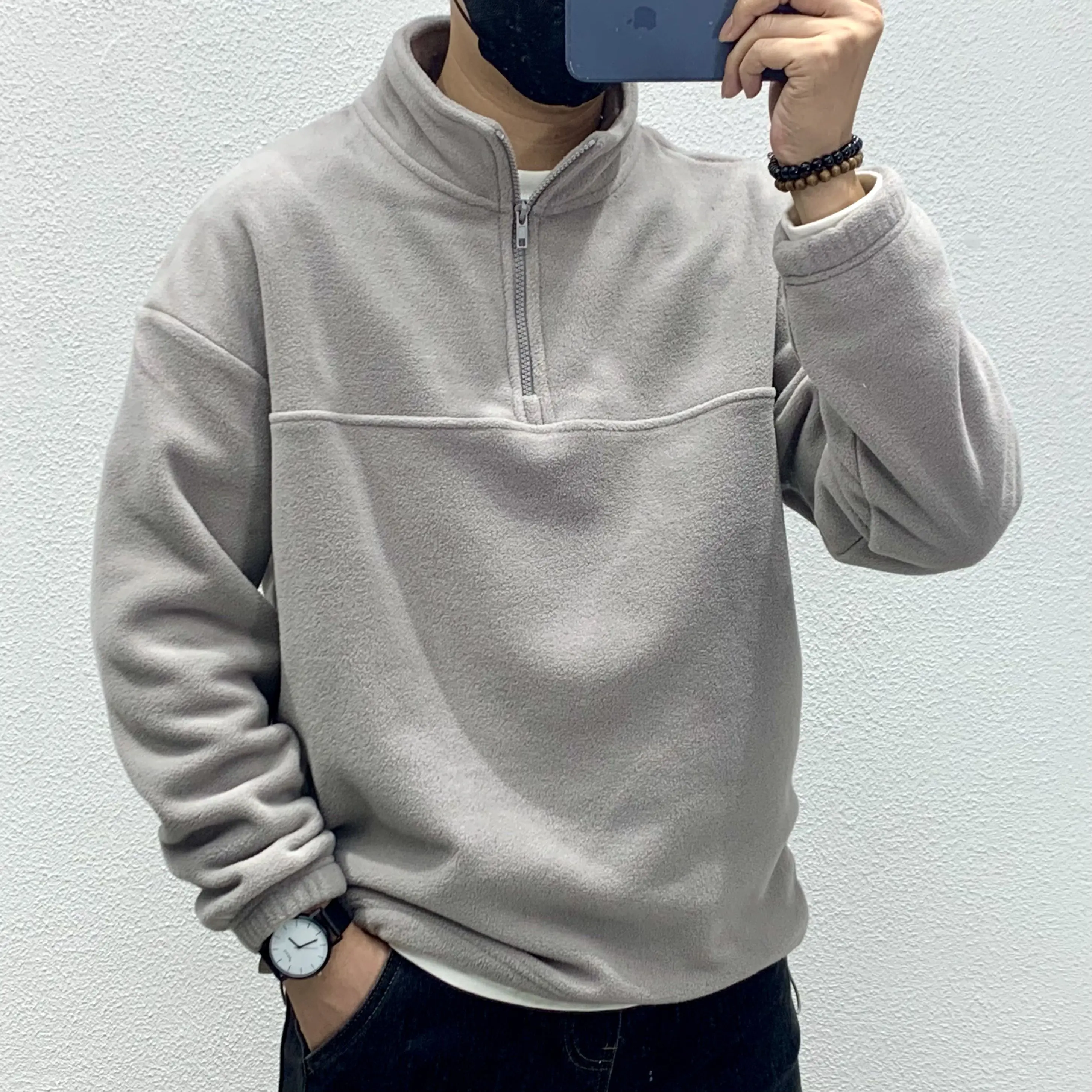 Winter Stand-up Collar Fleece Sweater Men's Double-sided Half-zipper Loose Long-sleeved Top Warm Casual Hoodies Male Clothes
Winter Stand-up Collar Fleece Sweater Men's Double-sided Half-zipper Loose Long-sleeved Top Warm Casual Hoodies Male Clothes