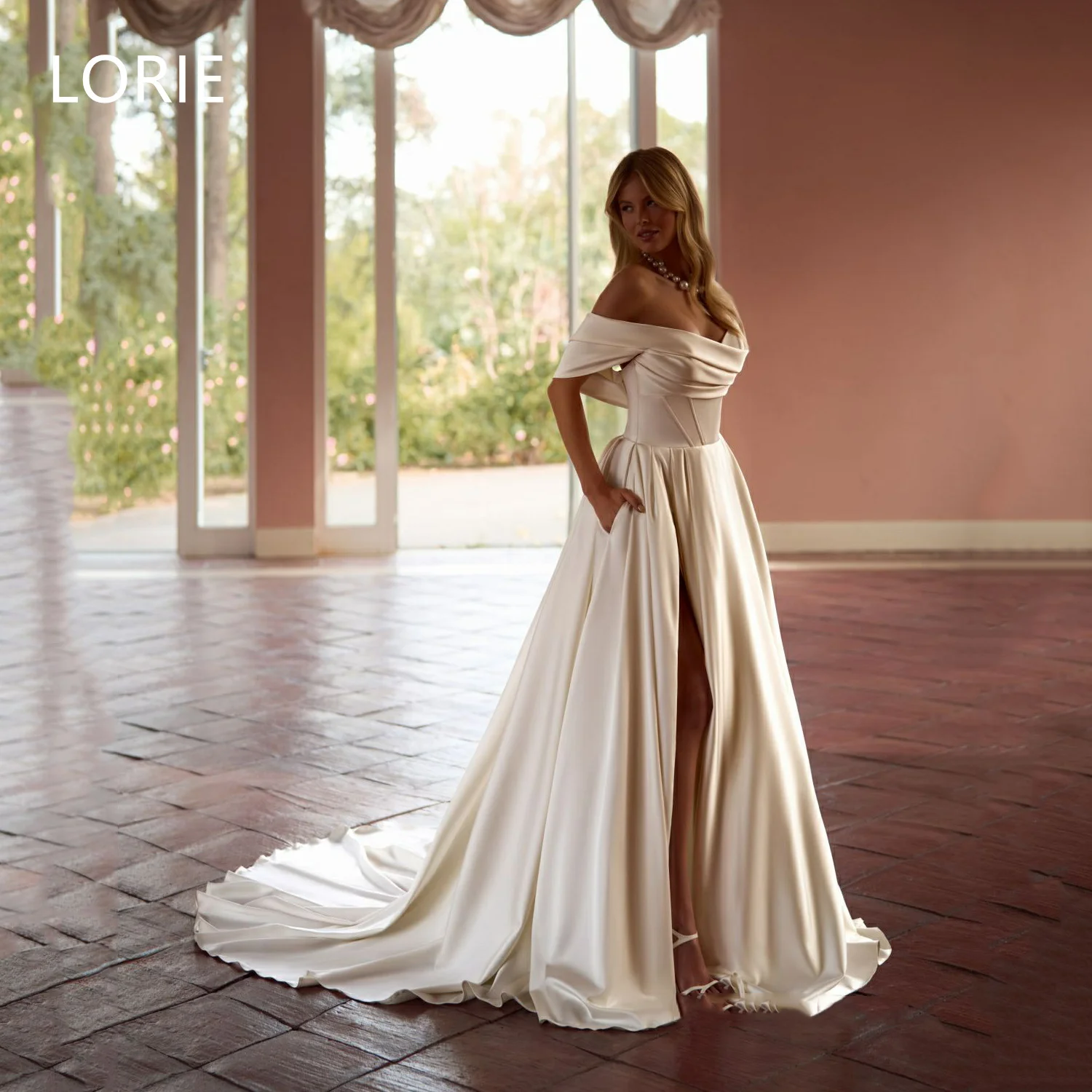 LORIE Off Shoulder A-line Pleats Wedding Dress High Side Split Princess Bridal Gowns Sexy Backless Wedding Gown Customized 2025
LORIE Off Shoulder A-line Pleats Wedding Dress High Side Split Princess Bridal Gowns Sexy Backless Wedding Gown Customized 2025