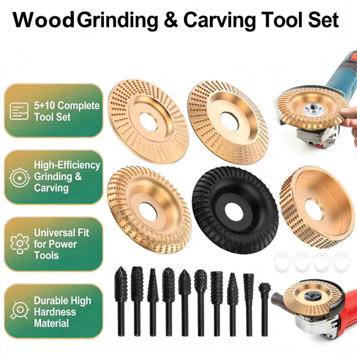 Woodworking Grinding Disc Metal Hole Arc-Shaped Bevel Design Electric Grinder Grinding Disc Wood Cutting Carving Polishing Tool
Woodworking Grinding Disc Metal Hole Arc-Shaped Bevel Design Electric Grinder Grinding Disc Wood Cutting Carving Polishing Tool