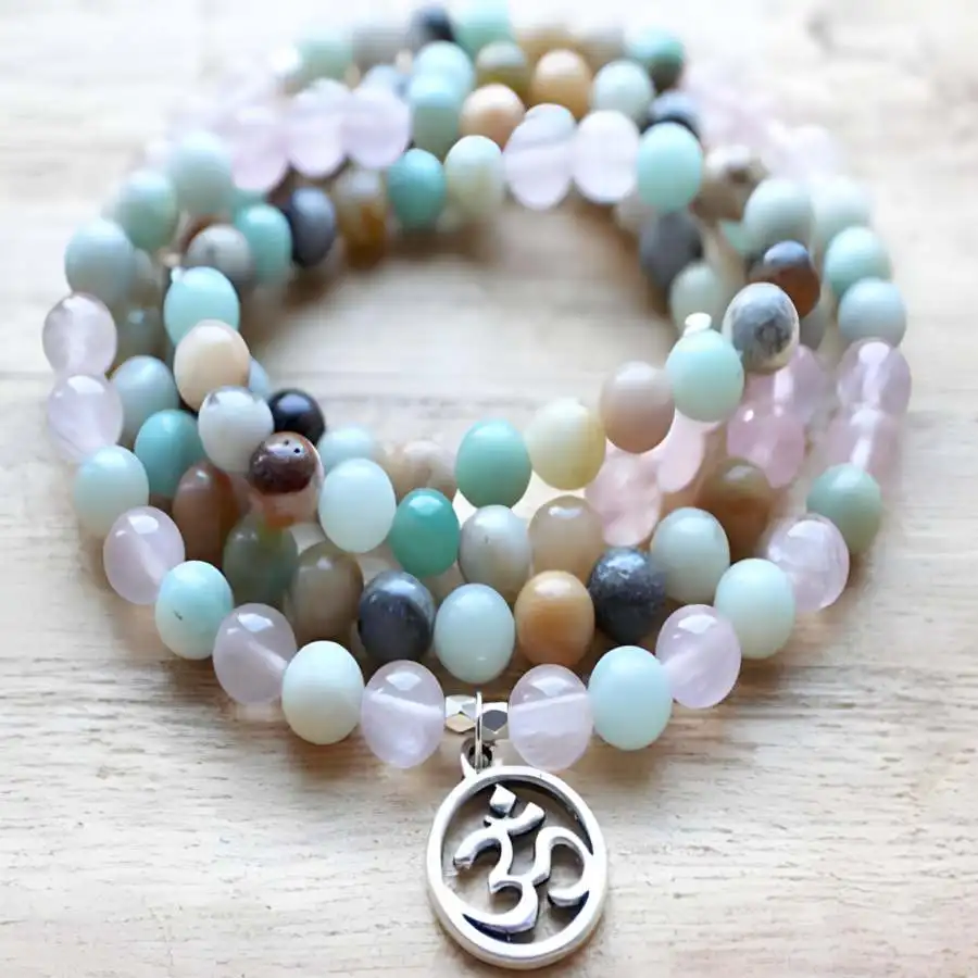 6mm Amazoniteite Pink crystal Gemstone 108 Beads Mala Bracelet Zen Nirvana Natural stone Meditation Sacred Men's elastic Bead
6mm Amazoniteite Pink crystal Gemstone 108 Beads Mala Bracelet Zen Nirvana Natural stone Meditation Sacred Men's elastic Bead