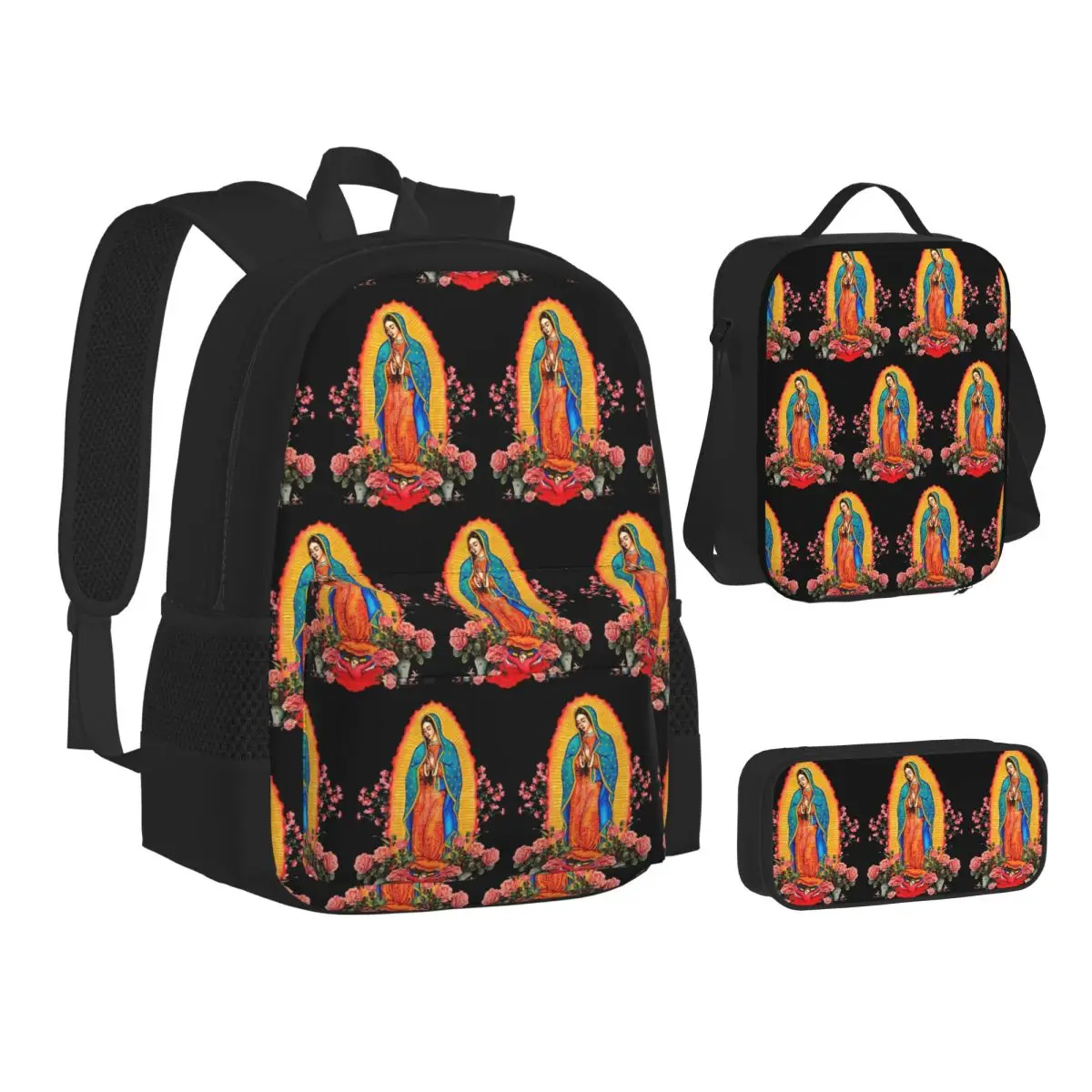 Virgin Of Guadalupe Backpacks Boys Girls Bookbag School Bags Children Rucksack Lunch Bag Pen Bag Three-Piece Set
Virgin Of Guadalupe Backpacks Boys Girls Bookbag School Bags Children Rucksack Lunch Bag Pen Bag Three-Piece Set