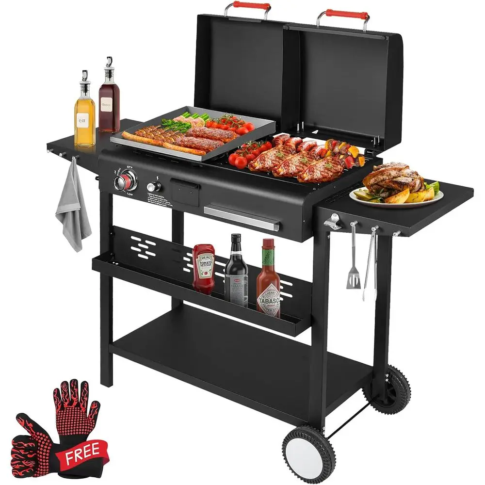 Propane and Charcoal Grill Combo, Gas Griddle Grill Combo Two Fuel BBQ Grills with Long Silicone Non-Slip Grill Gloves, Dual Fue
Propane and Charcoal Grill Combo, Gas Griddle Grill Combo Two Fuel BBQ Grills with Long Silicone Non-Slip Grill Gloves, Dual Fue