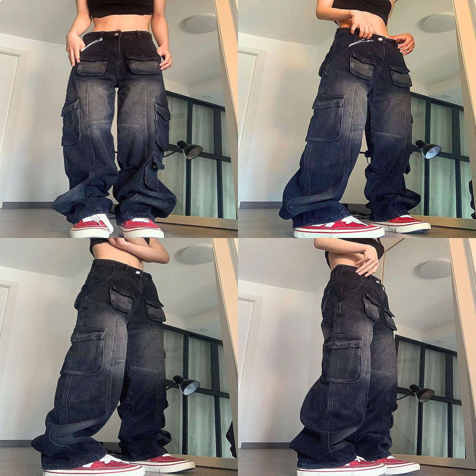 Oversized Denim Jeans for Women Streetwear Casual Baggy Pants with Pockets Spring Summer Loose Denim Pants
Oversized Denim Jeans for Women Streetwear Casual Baggy Pants with Pockets Spring Summer Loose Denim Pants