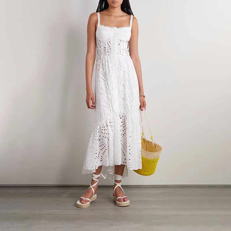 French dress new hollow embroidery split fork high sense waist long suspender skirt fashion simple luxury temperament elegant hi
French dress new hollow embroidery split fork high sense waist long suspender skirt fashion simple luxury temperament elegant hi