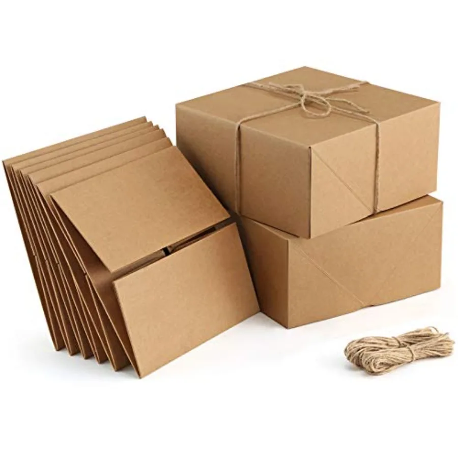 Premium Gift Boxes 10 Pack 8 x 8 x 4 Brown Paper Gift Boxes with 20 Meters Hemp Rope for Christmas Gifts, Bridesmaid Proposal B
Premium Gift Boxes 10 Pack 8 x 8 x 4 Brown Paper Gift Boxes with 20 Meters Hemp Rope for Christmas Gifts, Bridesmaid Proposal B