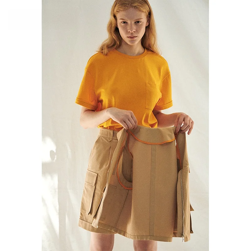 Summer Street Sle Cotton round Ne T-irt with ket Loose Fit Pure Color Independent Faion Women's Top
Summer Street Sle Cotton round Ne T-irt with ket Loose Fit Pure Color Independent Faion Women's Top