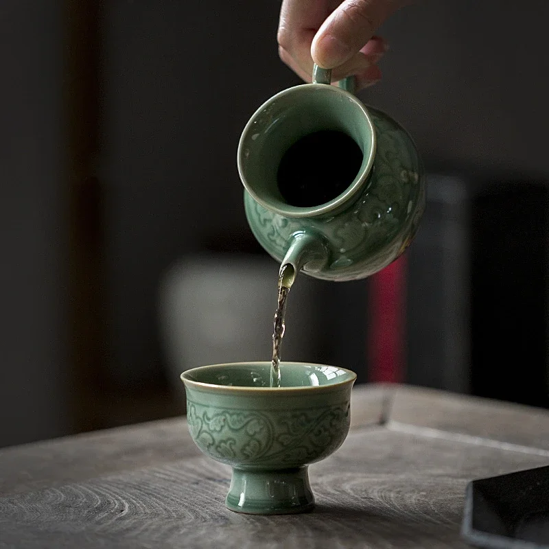 Celadon Flowers Teacup Ceramic Cups Chinese Kung Fu Tea Cup Set Teaware Bowl For Tea Ceremony High Feet Green Coffee Mugs
Celadon Flowers Teacup Ceramic Cups Chinese Kung Fu Tea Cup Set Teaware Bowl For Tea Ceremony High Feet Green Coffee Mugs