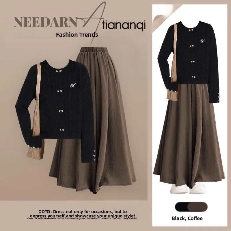 Ele Embroidered Knit Top And High Waist Skirt Set Women's Faion Winter Outfit Two-Piece Suit Slimming High Waist Design
Ele Embroidered Knit Top And High Waist Skirt Set Women's Faion Winter Outfit Two-Piece Suit Slimming High Waist Design
