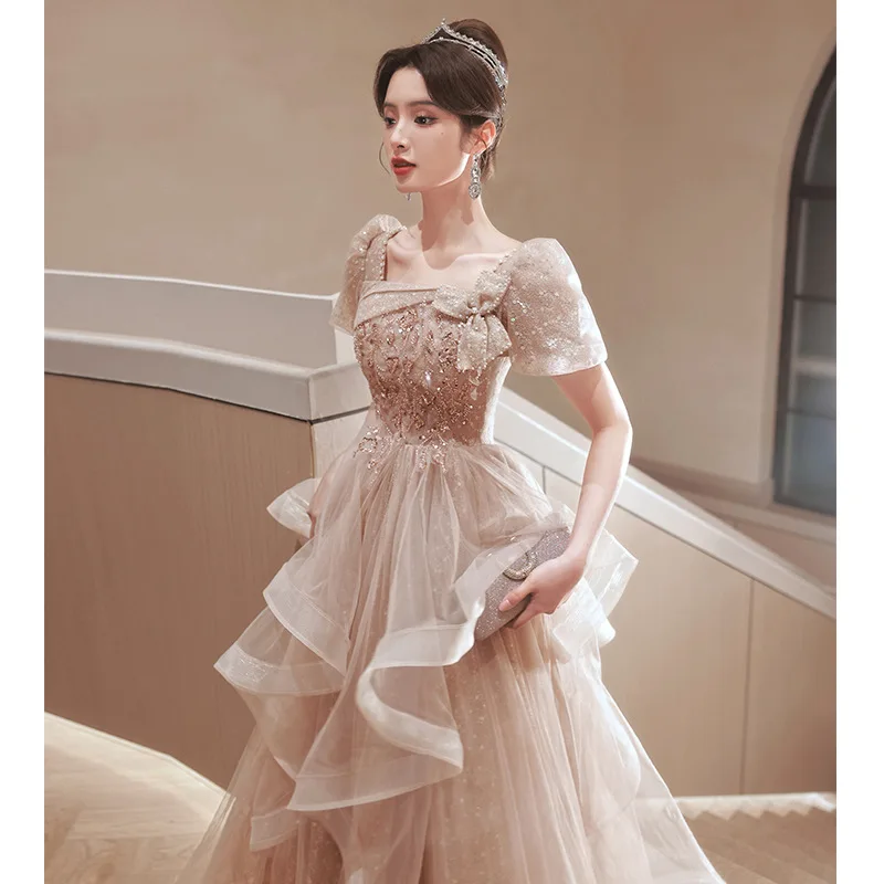 Advanced Evening Dress, Women's Banquet, Piano Art Exam, Light Luxury, Niche, High End Champagne Color, French Style, Host Dress
Advanced Evening Dress, Women's Banquet, Piano Art Exam, Light Luxury, Niche, High End Champagne Color, French Style, Host Dress