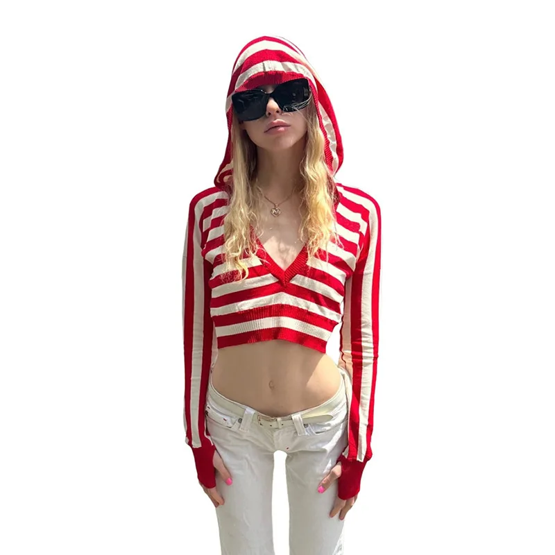 2024 Summer New Women's Street Trendy V-Neck Striped Short Tight Open Umbilical Long Sleeve Top
2024 Summer New Women's Street Trendy V-Neck Striped Short Tight Open Umbilical Long Sleeve Top