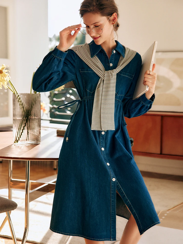 OLrain Women's Blue Denim Dress 2025 Autumn Fall Draw String High Waist Casual Button Down Jeans Dresses with Shawl O22CL00825
OLrain Women's Blue Denim Dress 2025 Autumn Fall Draw String High Waist Casual Button Down Jeans Dresses with Shawl O22CL00825