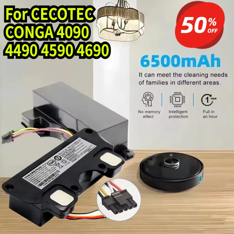 14.8V Replacement Battery For CECOTEC CONGA 4090 4490 4590 4690 Robot Vacuum Cleaner Accessories Spare Parts Tool 14.8V 12800mAh
14.8V Replacement Battery For CECOTEC CONGA 4090 4490 4590 4690 Robot Vacuum Cleaner Accessories Spare Parts Tool 14.8V 12800mAh