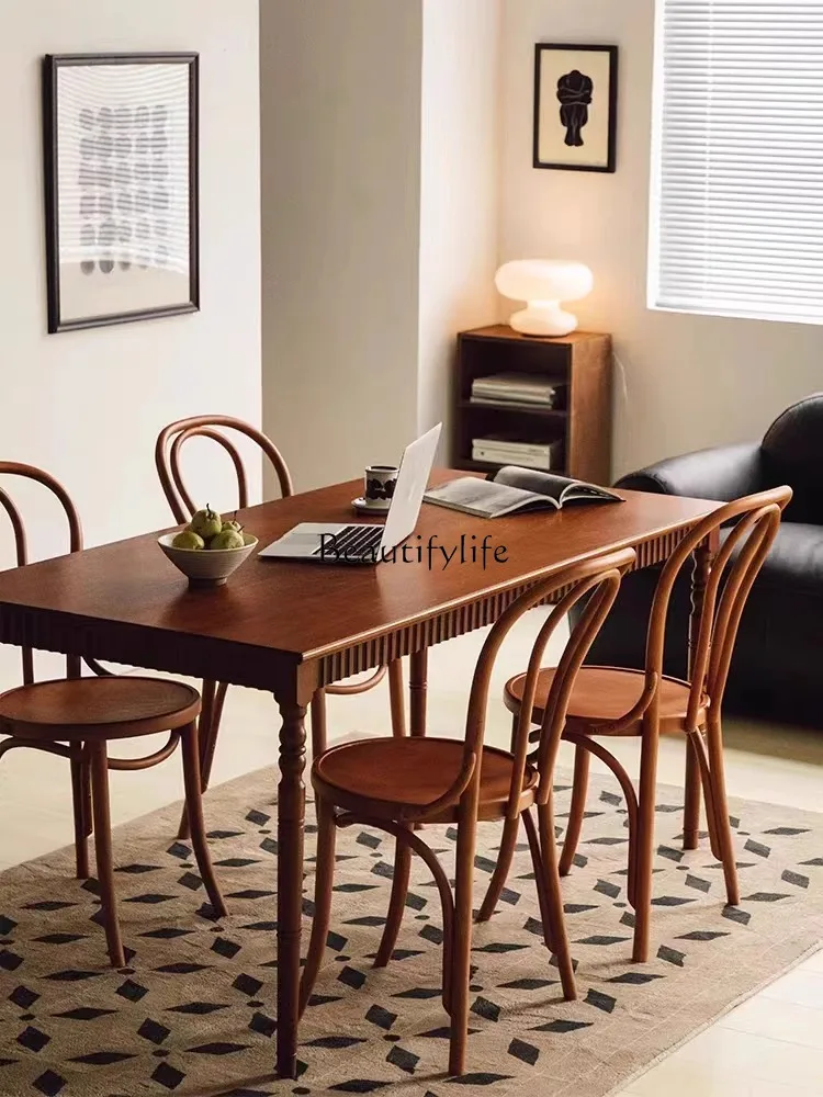 American retro solid wood square dining table household black walnut French light luxury desk dual-purpose
American retro solid wood square dining table household black walnut French light luxury desk dual-purpose