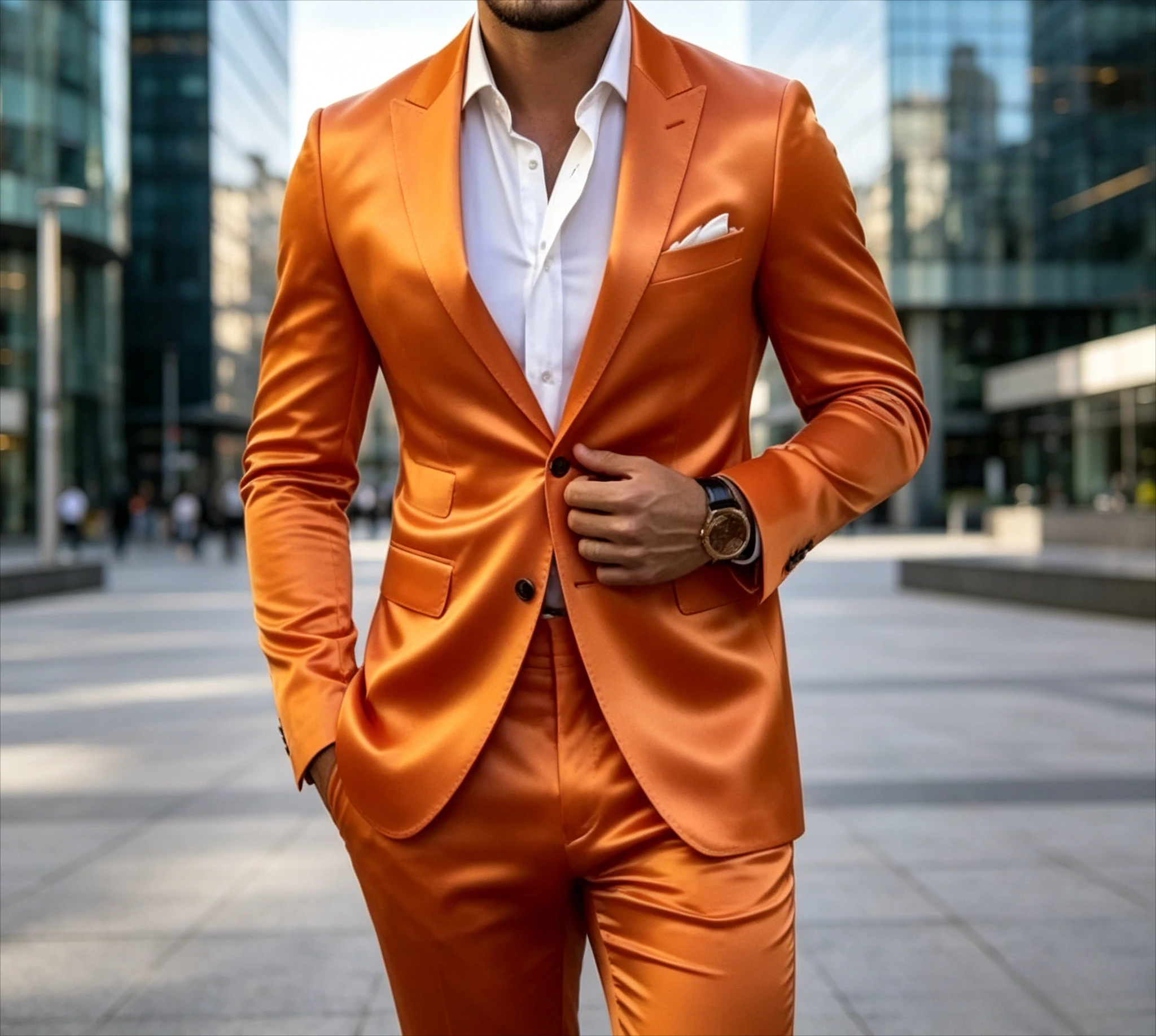 New Orange Satin Men Suit Party Prom Special Business Groom Groomsman Wedding Male Tuxedos 2 Piece Set Blazer Pants
New Orange Satin Men Suit Party Prom Special Business Groom Groomsman Wedding Male Tuxedos 2 Piece Set Blazer Pants
