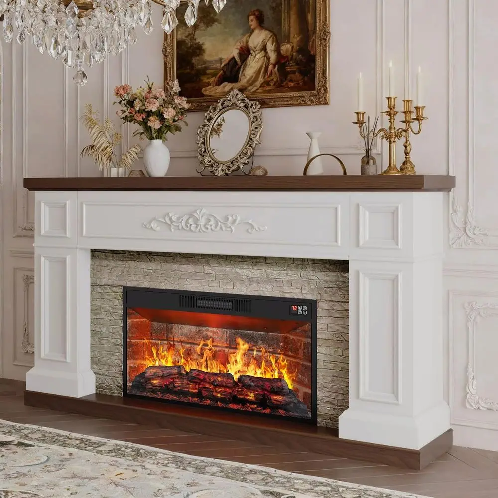 60" Landse Electric ireplace with Mantel, Solid Wood ern Entertainment Center TV Stand, Replaceable 30" Red Brick ireplace Inser
60" Landse Electric ireplace with Mantel, Solid Wood ern Entertainment Center TV Stand, Replaceable 30" Red Brick ireplace Inser