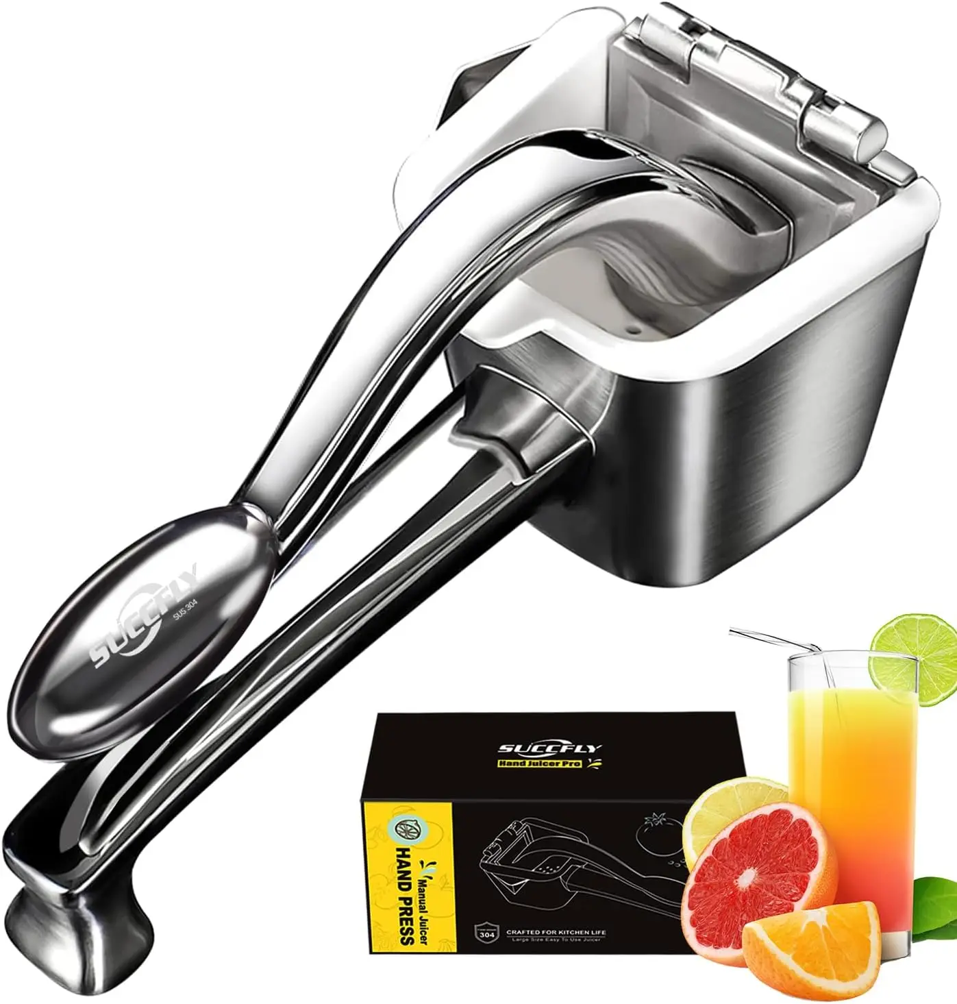 Stainless Steel Manual Lemon Squeezer, Heavy Duty Citrus Juicer with Ergonomic Handle for Lime Orange Fruit
Stainless Steel Manual Lemon Squeezer, Heavy Duty Citrus Juicer with Ergonomic Handle for Lime Orange Fruit