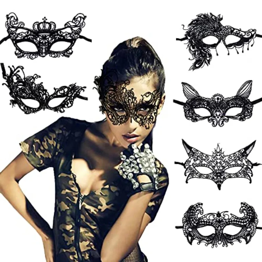 Lace Mask for Women 6 Pcs Masquerade Mask Sexy Costumes for Women, Venetian Style Eye Mask for Halloween CarnivalParty Costume
Lace Mask for Women 6 Pcs Masquerade Mask Sexy Costumes for Women, Venetian Style Eye Mask for Halloween CarnivalParty Costume