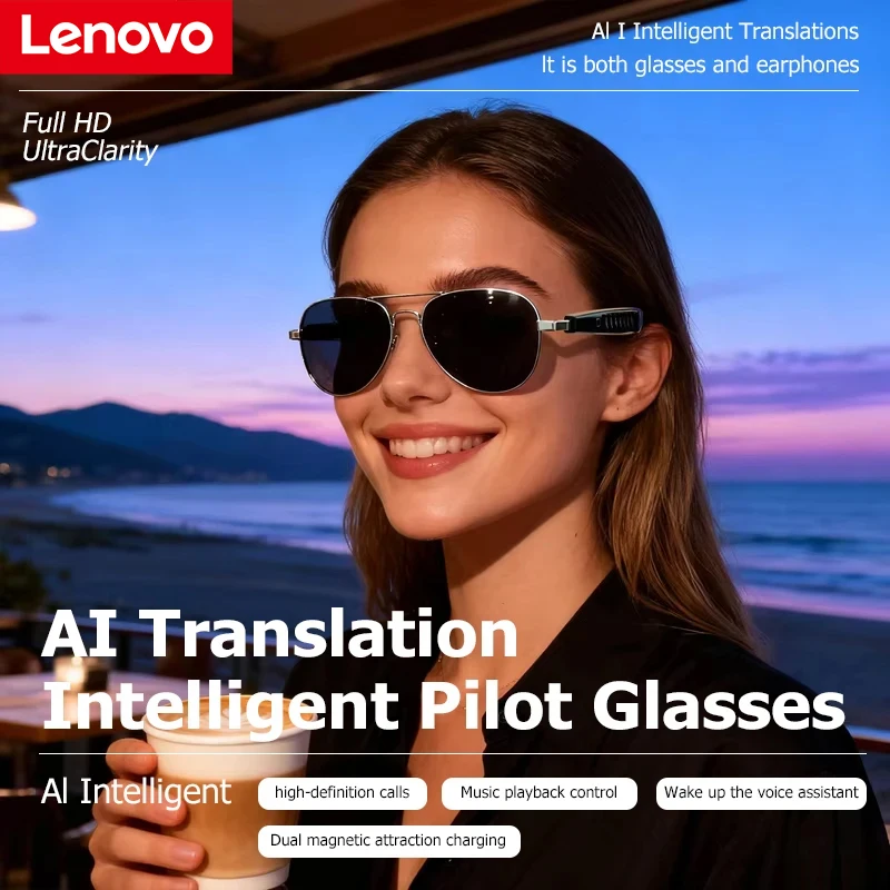 Умные солнцезащитные очки Lenovo F61 с ИИ-переводом, Bluetooth, золотой оправой и стереозвуком, наушники Open Ear для прослушивания музыки
Умные солнцезащитные очки Lenovo F61 с ИИ-переводом, Bluetooth, золотой оправой и стереозвуком, наушники Open Ear для прослушивания музыки