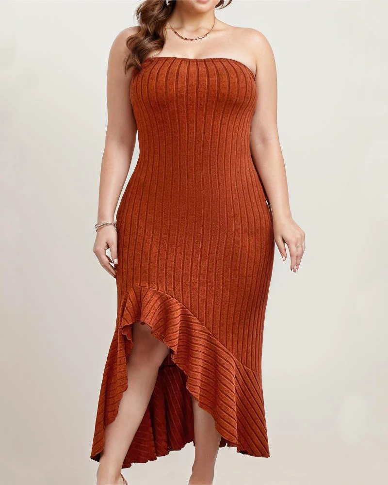 Women's Plus Size Strapless Dress Slim Hem
Women's Plus Size Strapless Dress Slim Hem