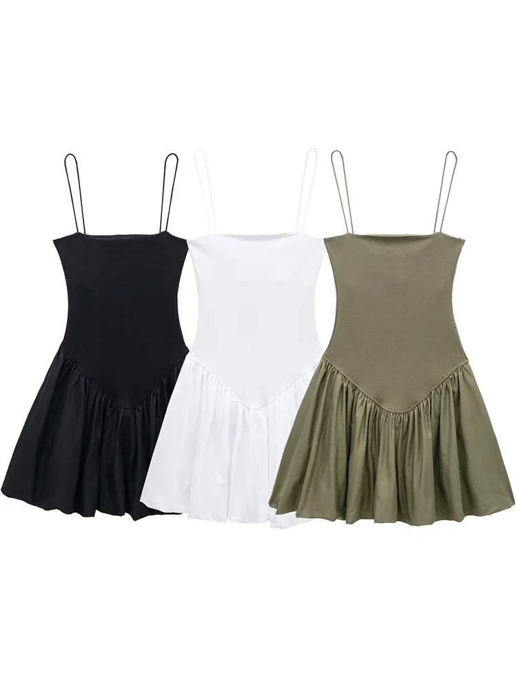 Women Fashion Solid Pleated Patchwork Backless Mini Dress Vintage Thin Straps Square Collar Female Chic Lady Dresses
Women Fashion Solid Pleated Patchwork Backless Mini Dress Vintage Thin Straps Square Collar Female Chic Lady Dresses