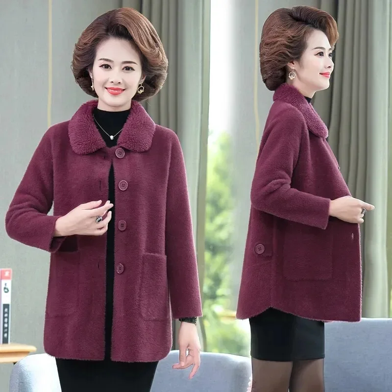 Корейская куртка из норкового меха для мам среднего возраста, 2021, женское шерстяное пальто большого размера 5XL, осенне-зимние женские модные шерстяные топы 
Корейская куртка из норкового меха для мам среднего возраста, 2021, женское шерстяное пальто большого размера 5XL, осенне-зимние женские модные шерстяные топы