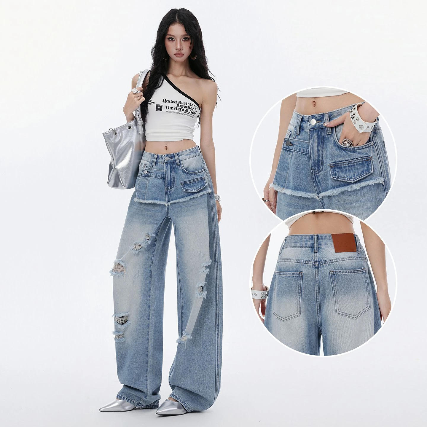 ZHISILAO New Patchwork Wide Leg Jeans Women Vintage High Waist Straight Denim Pants Streetwear Spring Summer 2026
ZHISILAO New Patchwork Wide Leg Jeans Women Vintage High Waist Straight Denim Pants Streetwear Spring Summer 2026