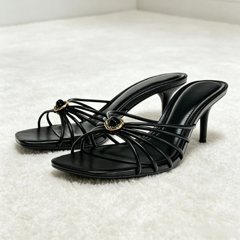 Fashion Metal Detail Heeled Sandals Women Novelty Cross Tied Designer Shoes Cozy Open-toe Stiletto Slide Sandal Zapatos De Mujer
Fashion Metal Detail Heeled Sandals Women Novelty Cross Tied Designer Shoes Cozy Open-toe Stiletto Slide Sandal Zapatos De Mujer