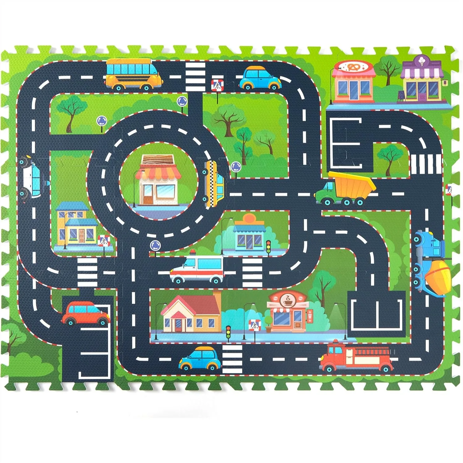 Interlocking Foam Play Mat with City Road Track, 12-Piece Puzzle Tiles for Toddlers
Interlocking Foam Play Mat with City Road Track, 12-Piece Puzzle Tiles for Toddlers