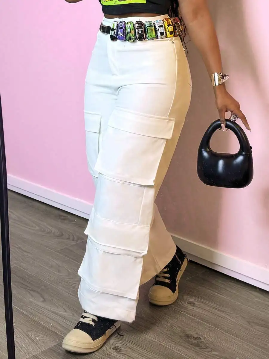 High Waist Wide Leg Cargo Pants With Multi Layer Pockets Casual Streetwear Trousers For Women
High Waist Wide Leg Cargo Pants With Multi Layer Pockets Casual Streetwear Trousers For Women