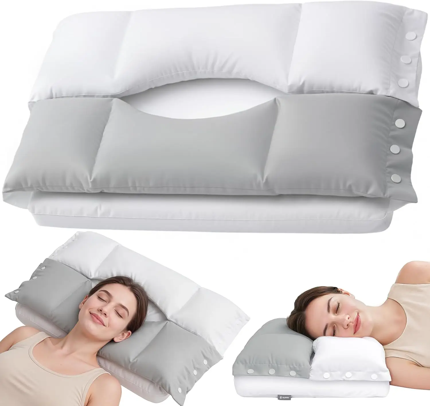 Подушка для шеи из пены с эффектом памяти с двойной поддержкой и О-образным вырезом для сна на спине, боку и животе - регулируемая высота и мягкий чехол
Подушка для шеи из пены с эффектом памяти с двойной поддержкой и О-образным вырезом для сна на спине, боку и животе - регулируемая высота и мягкий чехол