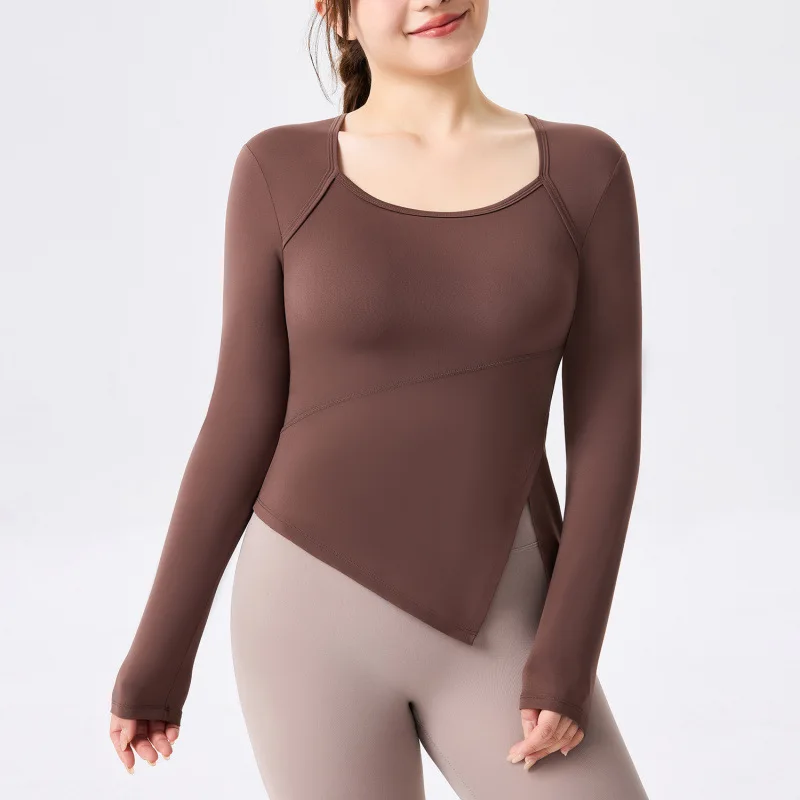New large-size warm round neck long-sleeved slim-fitting sports top moisture-wicking oblique slit fitness T-shirt women
New large-size warm round neck long-sleeved slim-fitting sports top moisture-wicking oblique slit fitness T-shirt women