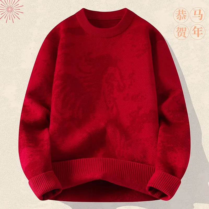 Осенне-зимний вязаный свитер для подростков-мальчиков: модный, повседневный, универсальный, красный топ на Новый год для повседневной носки
Осенне-зимний вязаный свитер для подростков-мальчиков: модный, повседневный, универсальный, красный топ на Новый год для повседневной носки