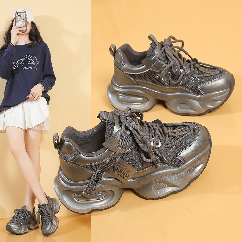 Air Cushion Thick Sole Rhinestone Dad Shoes Charming Women's Versatile Height Increasing Shock Absorption Sports Running Shoes
Air Cushion Thick Sole Rhinestone Dad Shoes Charming Women's Versatile Height Increasing Shock Absorption Sports Running Shoes