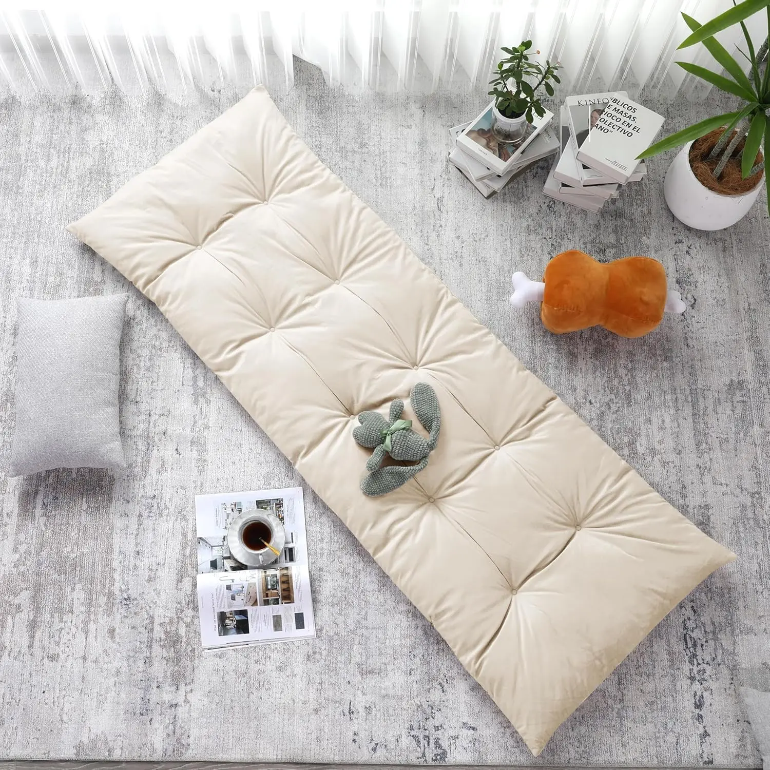 Foldable Tufted Floor Pillow Long Cushion for Yoga Reading Sleep Meditation Roll Up with Strap Machine Washable Beige
Foldable Tufted Floor Pillow Long Cushion for Yoga Reading Sleep Meditation Roll Up with Strap Machine Washable Beige