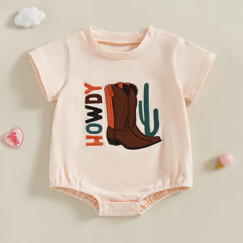 Suefunskry Baby Sweatshirt Romper Western Cowgirl Letter Boot Print Short Sleeve Round Neck Jumpsuit for Boy Girl
Suefunskry Baby Sweatshirt Romper Western Cowgirl Letter Boot Print Short Sleeve Round Neck Jumpsuit for Boy Girl