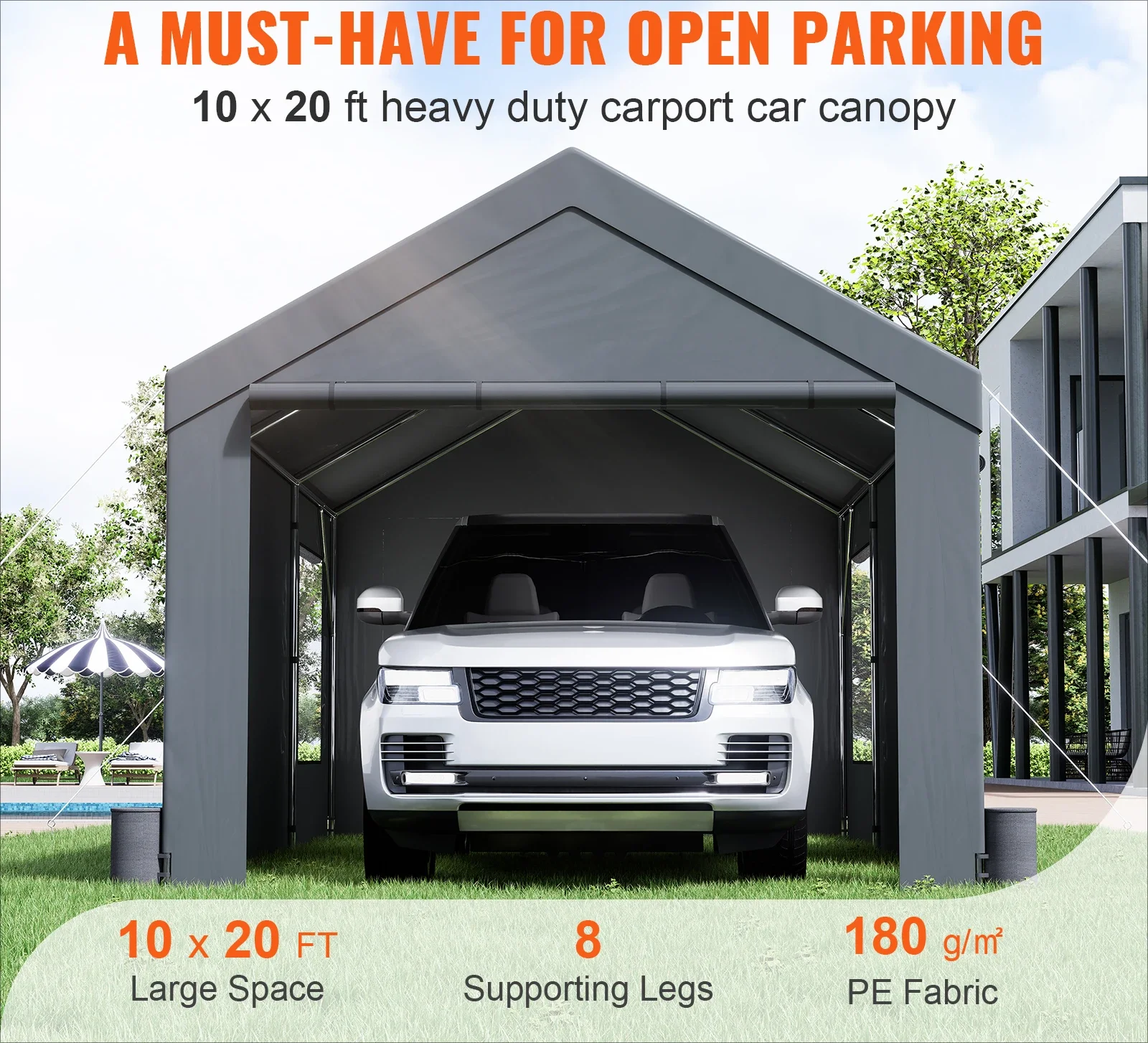 ad Carport 10x20ft/12x20ft Heavy Duty Car Canopy Waterproof Garage with Roll-up Ventilated Windows & Removable Sidewalls
ad Carport 10x20ft/12x20ft Heavy Duty Car Canopy Waterproof Garage with Roll-up Ventilated Windows & Removable Sidewalls