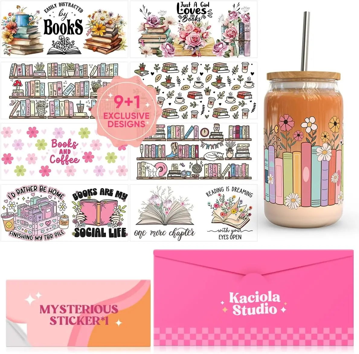 10 Sheets UV DTF Cup Wraps for 16 oz - Booklover Theme Stickers, Mysterious Pattern Transfer for Libbey Glasses
10 Sheets UV DTF Cup Wraps for 16 oz - Booklover Theme Stickers, Mysterious Pattern Transfer for Libbey Glasses
