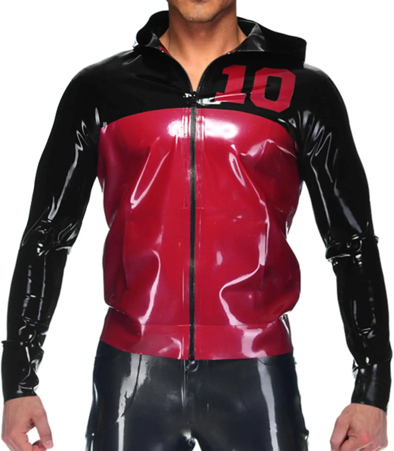 Latex Jacket with Zippers Hoodies Figure Trims Rubber Coat Top Clothes
Latex Jacket with Zippers Hoodies Figure Trims Rubber Coat Top Clothes