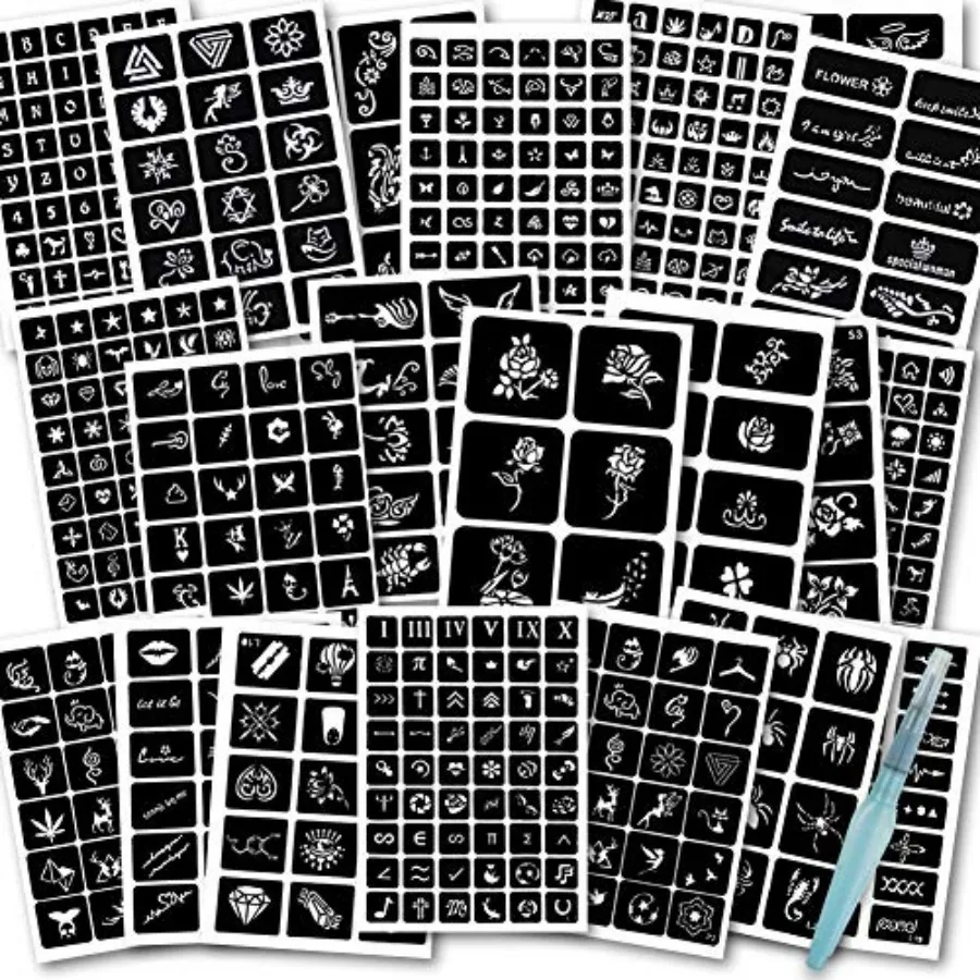 524PCS Henna Tattoo Stencil Kit with Pen, Reusable Body Art Templates for Festivals, Parties and Weddings, Perfect DIY Craft Gi
524PCS Henna Tattoo Stencil Kit with Pen, Reusable Body Art Templates for Festivals, Parties and Weddings, Perfect DIY Craft Gi